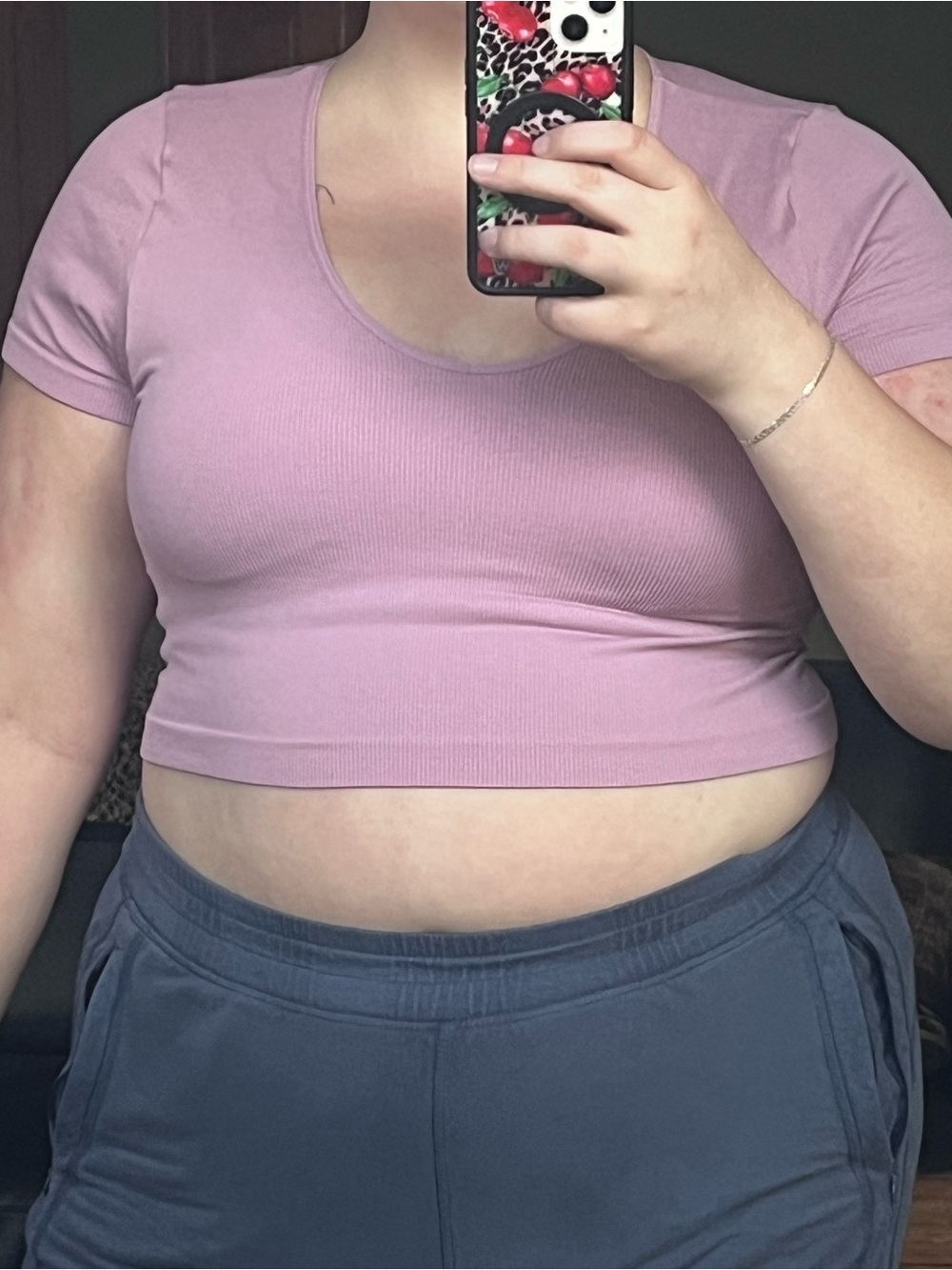 wild fable Lilac Ribbed Scoop-Neck Crop Top‎